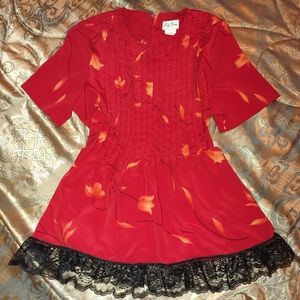 Lady Darian Red & Black Lace Blouse 14W